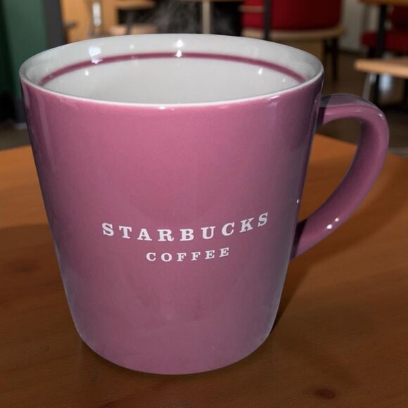 2004 Starbucks Dusty Rose White Starbucks Logo Coffee Mug Tea Cup 12oz. - Picture 1 of 3